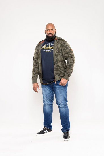 D555 Antonio Camo Printed Zip Through Hoody - Hupparit ja collegepaidat - Miesten hupparit ja collegepaidat isot koot