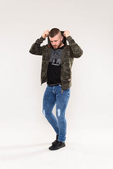 D555 Antonio Camo Printed Zip Through Hoody - Hupparit ja collegepaidat - Miesten hupparit ja collegepaidat isot koot