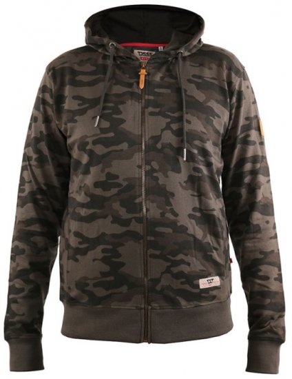 D555 Antonio Camo Printed Zip Through Hoody - Hupparit ja collegepaidat - Miesten hupparit ja collegepaidat isot koot