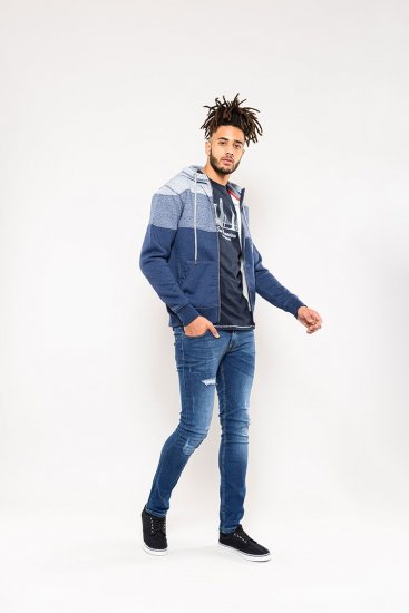 D555 Columbus Cut And Sew Panelled Zip Through Hoody Blue - Hupparit ja collegepaidat - Miesten hupparit ja collegepaidat isot koot