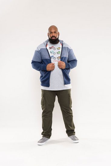 D555 Columbus Cut And Sew Panelled Zip Through Hoody Blue - Hupparit ja collegepaidat - Miesten hupparit ja collegepaidat isot koot