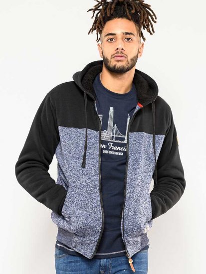 D555 Allen Zip Through Hoody With Sherpa Lining - Hupparit ja collegepaidat - Miesten hupparit ja collegepaidat isot koot