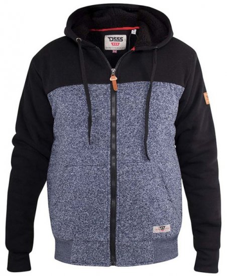 D555 Allen Zip Through Hoody With Sherpa Lining - Hupparit ja collegepaidat - Miesten hupparit ja collegepaidat isot koot