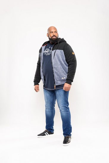 D555 Allen Zip Through Hoody With Sherpa Lining - Hupparit ja collegepaidat - Miesten hupparit ja collegepaidat isot koot