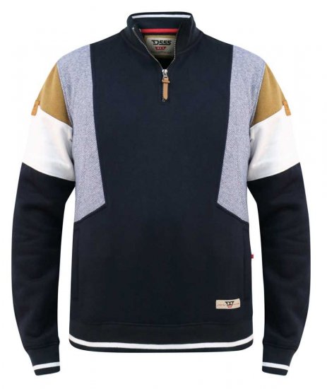 D555 Kenington Cut And Sew Half Zipper Sweatshirt - Hupparit ja Collegepaidat - Miesten hupparit ja collegepaidat isot koot