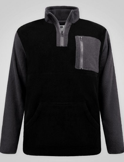 D555 Daly Quarter Zip Fleece Sweatshirt Musta/Harmaa - Hupparit ja collegepaidat - Miesten hupparit ja collegepaidat isot koot