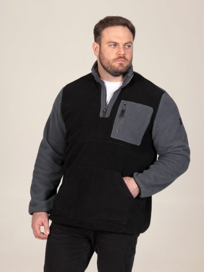 D555 Daly Quarter Zip Fleece Sweatshirt Musta/Harmaa - Hupparit ja collegepaidat - Miesten hupparit ja collegepaidat isot koot