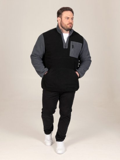 D555 Daly Quarter Zip Fleece Sweatshirt Musta/Harmaa - Hupparit ja collegepaidat - Miesten hupparit ja collegepaidat isot koot