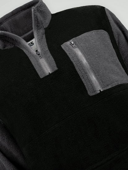 D555 Daly Quarter Zip Fleece Sweatshirt Musta/Harmaa - Hupparit ja collegepaidat - Miesten hupparit ja collegepaidat isot koot