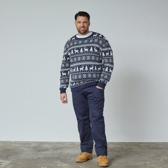 North Latitude 63144 Fjell Reindeer Knit Tummansininen - Hupparit ja collegepaidat - Miesten hupparit ja collegepaidat isot koot