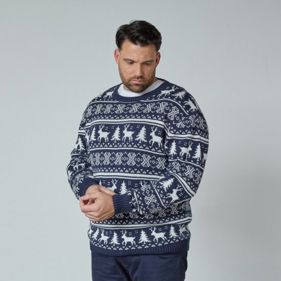 North Latitude 63144 Fjell Reindeer Knit Tummansininen - Hupparit ja collegepaidat - Miesten hupparit ja collegepaidat isot koot