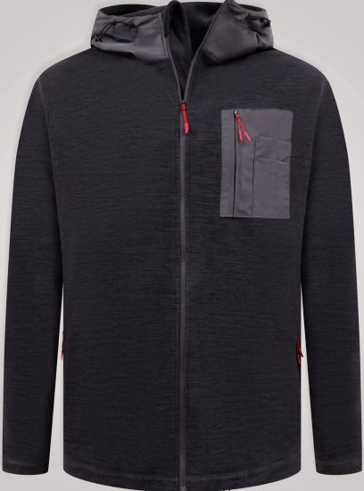 D555 Damien Micro Fleece Zip Through Hoody Musta/Harmaa - Hupparit ja collegepaidat - Miesten hupparit ja collegepaidat isot koot