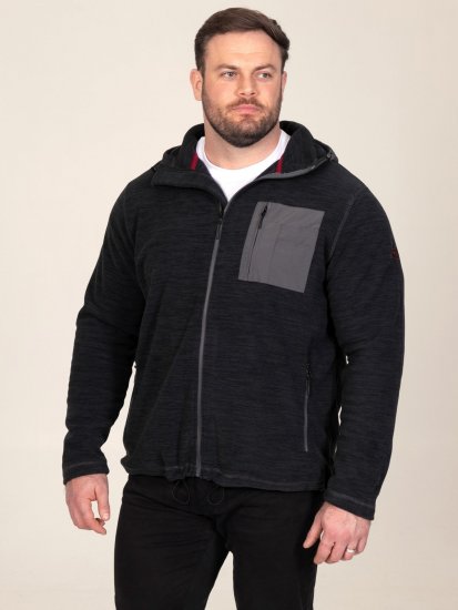 D555 Damien Micro Fleece Zip Through Hoody Musta/Harmaa - Hupparit ja collegepaidat - Miesten hupparit ja collegepaidat isot koot