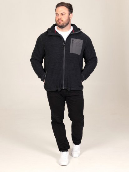 D555 Damien Micro Fleece Zip Through Hoody Musta/Harmaa - Hupparit ja collegepaidat - Miesten hupparit ja collegepaidat isot koot
