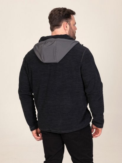 D555 Damien Micro Fleece Zip Through Hoody Musta/Harmaa - Hupparit ja collegepaidat - Miesten hupparit ja collegepaidat isot koot