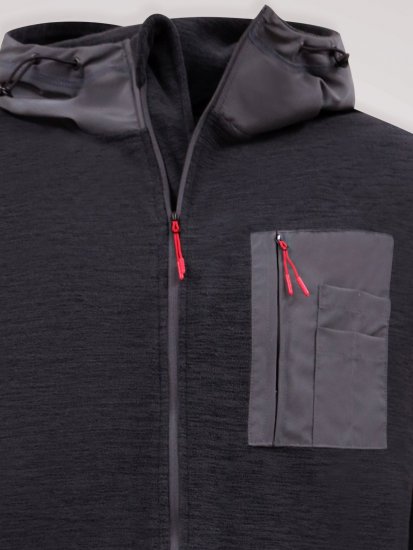 D555 Damien Micro Fleece Zip Through Hoody Musta/Harmaa - Hupparit ja collegepaidat - Miesten hupparit ja collegepaidat isot koot