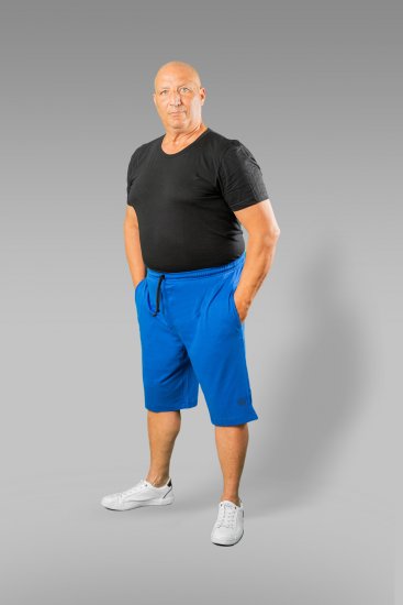 20 Nodi Short Leg Sports Pants in Combed Cotton Jersey Blue - Collegehousut ja collegeshortsit - Miesten Isot collegehousut ja collegeshortsit