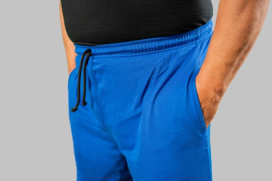20 Nodi Short Leg Sports Pants in Combed Cotton Jersey Blue - Collegehousut ja collegeshortsit - Miesten Isot collegehousut ja collegeshortsit