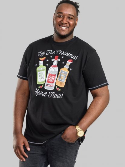 D555 SPIRIT Christmas Spirit Printed T-Shirt Black - T-paidat - Isot T-paidat 2XL – 14XL