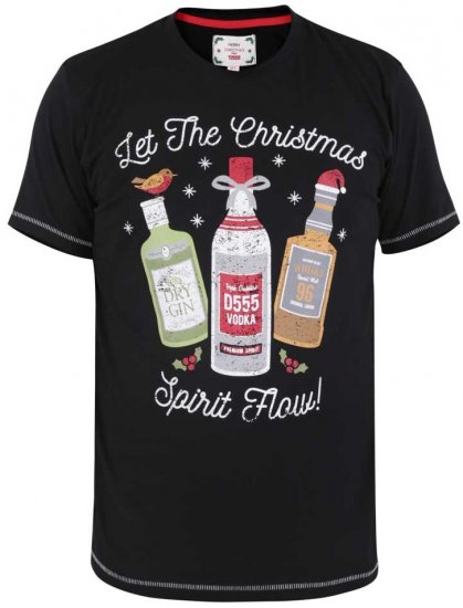 D555 SPIRIT Christmas Spirit Printed T-Shirt Black - T-paidat - Isot T-paidat 2XL – 14XL