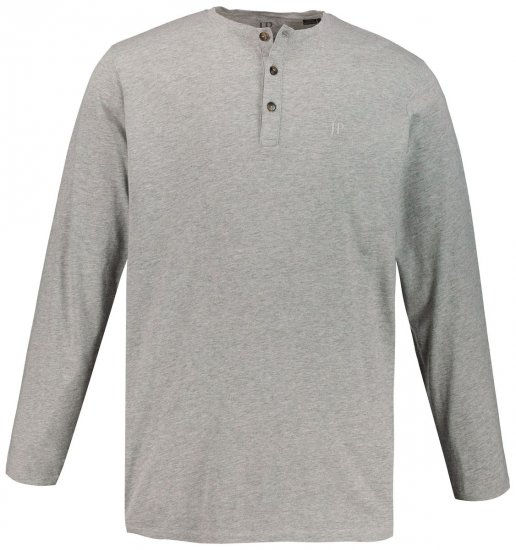 JP1880 702555 Pitkähihainen Henley-paita Harmaa melange - T-paidat - Isot T-paidat 2XL – 14XL