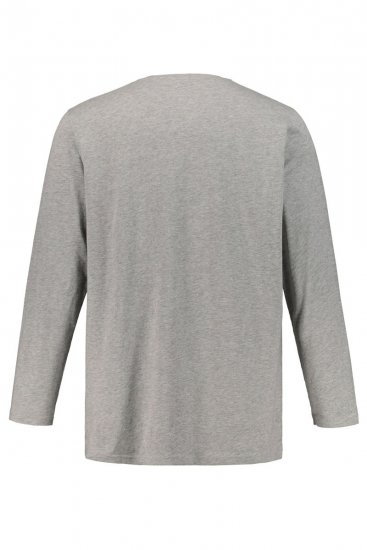 JP1880 702555 Pitkähihainen Henley-paita Harmaa melange - T-paidat - Isot T-paidat 2XL – 14XL