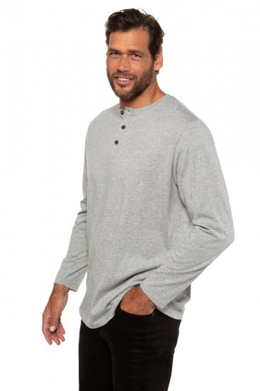 JP1880 702555 Pitkähihainen Henley-paita Harmaa melange - T-paidat - Isot T-paidat 2XL – 14XL