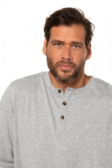JP1880 702555 Pitkähihainen Henley-paita Harmaa melange - T-paidat - Isot T-paidat 2XL – 14XL
