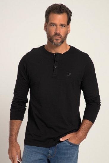 JP1880 702555 Pitkähihainen Henley-paita Musta - T-paidat - Isot T-paidat 2XL – 14XL
