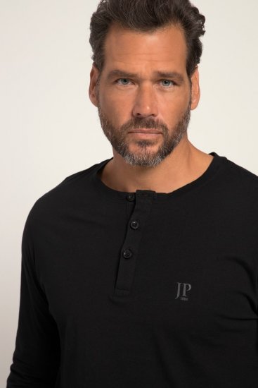 JP1880 702555 Pitkähihainen Henley-paita Musta - T-paidat - Isot T-paidat 2XL – 14XL