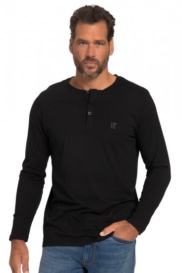 JP1880 702555 Pitkähihainen Henley-paita Musta - T-paidat - Isot T-paidat 2XL – 14XL