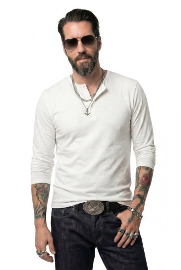 JP1880 702555 Pitkähihainen Henley-paita Valkoinen - T-paidat - Isot T-paidat 2XL – 14XL