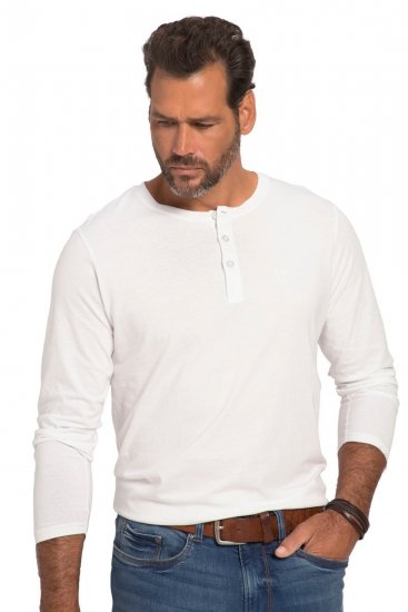 JP1880 702555 Pitkähihainen Henley-paita Valkoinen - T-paidat - Isot T-paidat 2XL – 14XL