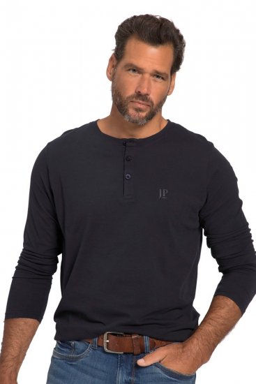JP1880 702555 Pitkähihainen Henley-paita Tummansininen - T-paidat - Isot T-paidat 2XL – 14XL
