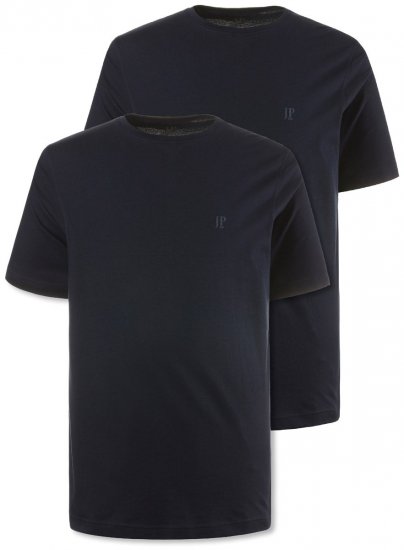 JP1880 702637 Pyöreäaukkoinen t-paita 2 kpl Tummansininen - T-paidat - Isot T-paidat 2XL – 14XL