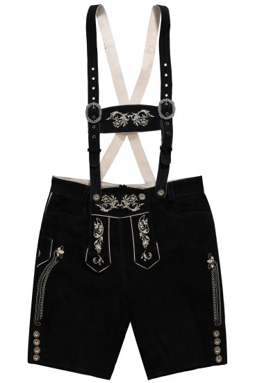 JP1880 Genuine Leather Traditional Lederhosen Shorts Black - Shortsit - Shortsit, isot koot – W40-W60