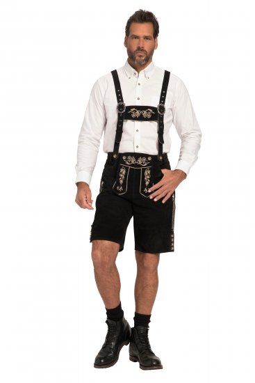 JP1880 Genuine Leather Traditional Lederhosen Shorts Black - Shortsit - Shortsit, isot koot – W40-W60