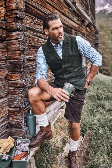JP1880 Genuine Leather Traditional Lederhosen Shorts Brown - Shortsit - Shortsit, isot koot – W40-W60