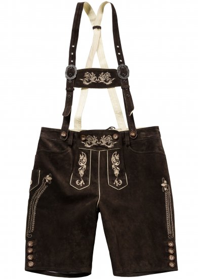 JP1880 Genuine Leather Traditional Lederhosen Shorts Brown - Shortsit - Shortsit, isot koot – W40-W60