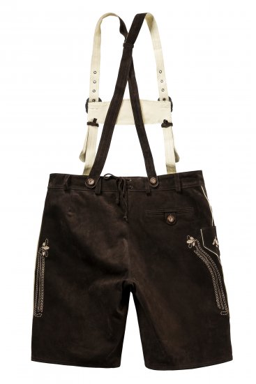 JP1880 Genuine Leather Traditional Lederhosen Shorts Brown - Shortsit - Shortsit, isot koot – W40-W60