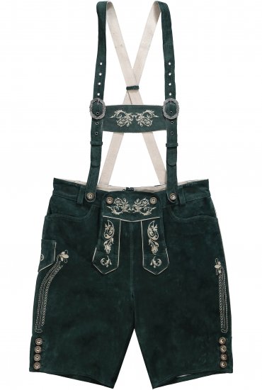 JP1880 Genuine Leather Traditional Lederhosen Shorts Green - Shortsit - Shortsit, isot koot – W40-W60