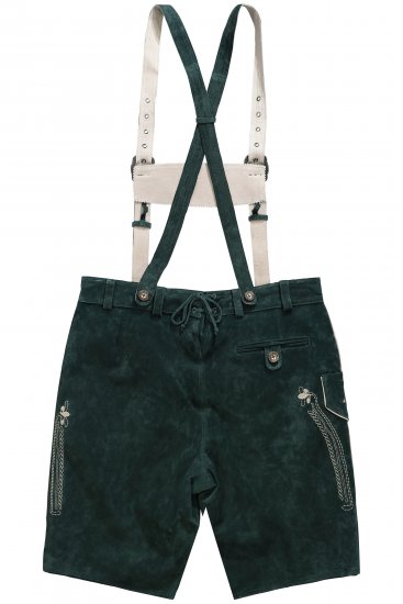 JP1880 Genuine Leather Traditional Lederhosen Shorts Green - Shortsit - Shortsit, isot koot – W40-W60