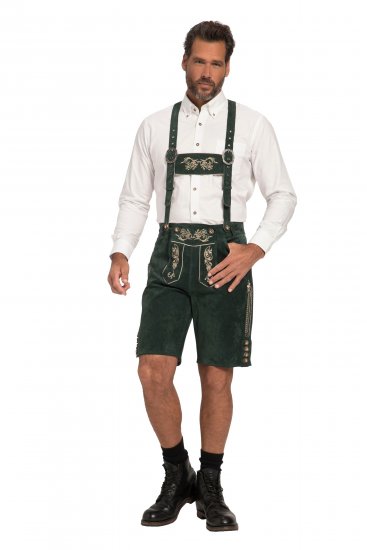 JP1880 Genuine Leather Traditional Lederhosen Shorts Green - Shortsit - Shortsit, isot koot – W40-W60