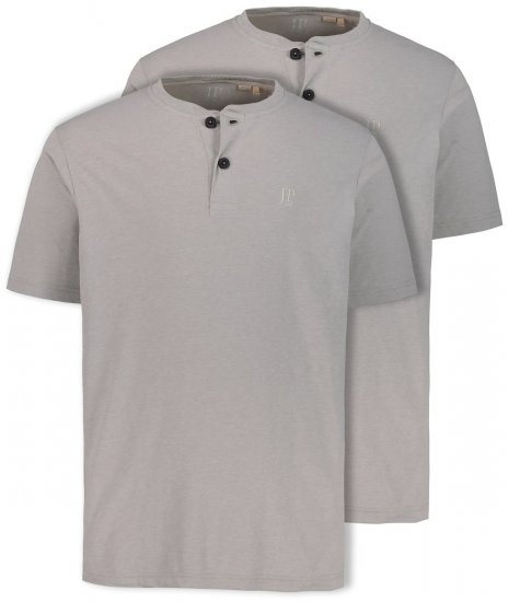 JP1880 708420 Henley-paita 2 kpl Harmaa melange - T-paidat - Isot T-paidat 2XL – 14XL