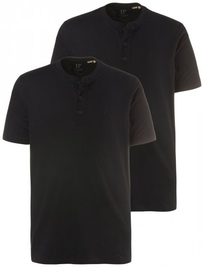 JP1880 708420 Henley-paita 2 kpl Musta - T-paidat - Isot T-paidat 2XL – 14XL