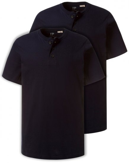 JP1880 708420 Henley-paita 2 kpl Tummansininen - T-paidat - Isot T-paidat 2XL – 14XL
