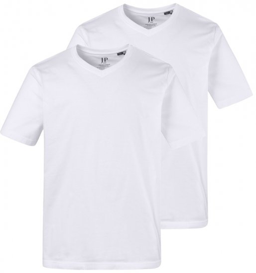 JP1880 711318 V-aukkoinen t-paita 2 kpl Valkoinen - T-paidat - Isot T-paidat 2XL – 14XL