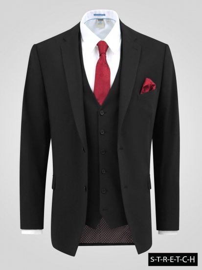 D555 Ted 4 Way Stretch Tailored Suit Jacket Musta - Puvut ja pikkutakit - Pukuja suurissa mitoissa