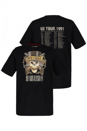 JP1880 Guns N’ Roses Skull Comfort Fit Band T-Shirt Black - T-paidat - Isot T-paidat 2XL – 14XL