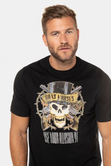 JP1880 Guns N’ Roses Skull Comfort Fit Band T-Shirt Black - T-paidat - Isot T-paidat 2XL – 14XL